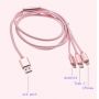 3 in 1 Nylon braided usb charging cable
