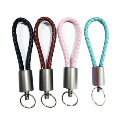 Metal Clasp PU leather Keychain usb data cable