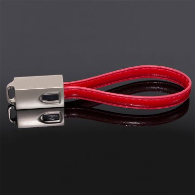 Metal Clasp PU leather Keychain usb data cable 
