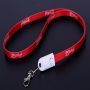 2 in 1 Fabric lanyard keychain usb charging cable