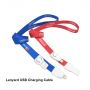 2 in 1 Fabric lanyard keychain usb charging cable